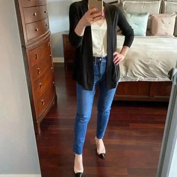 Express Cardigan Draped Open Front Lightweight Cotton Sweater Black Size Small - Picture 5 of 15